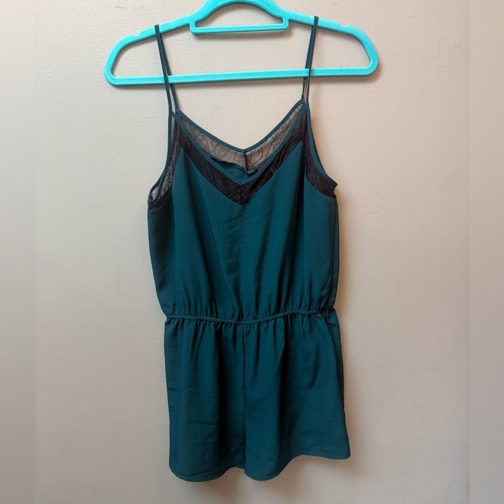 Forever 21 Teal Lace-Trimmed romper